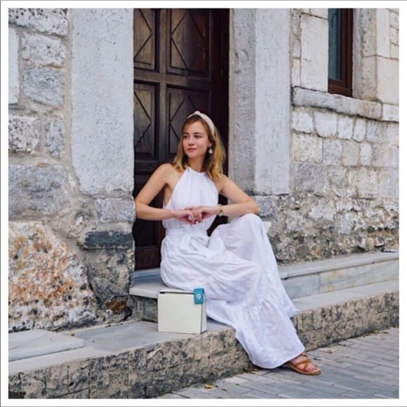 ZARA WHITE 100% LINEN HALTER BELTED FULLY LINED MAXI DRESS - Picture 4 of 12